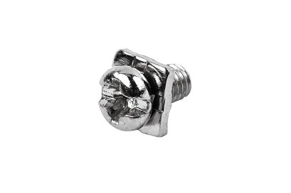 [E] น็อตยึดสายไฟ สแตนเลสชุบนิกเกิ้ล M3.5x6 mm พร้อมแหวนทรงสี่เหลี่ยม ขนาด 6.5x6.5 mm
